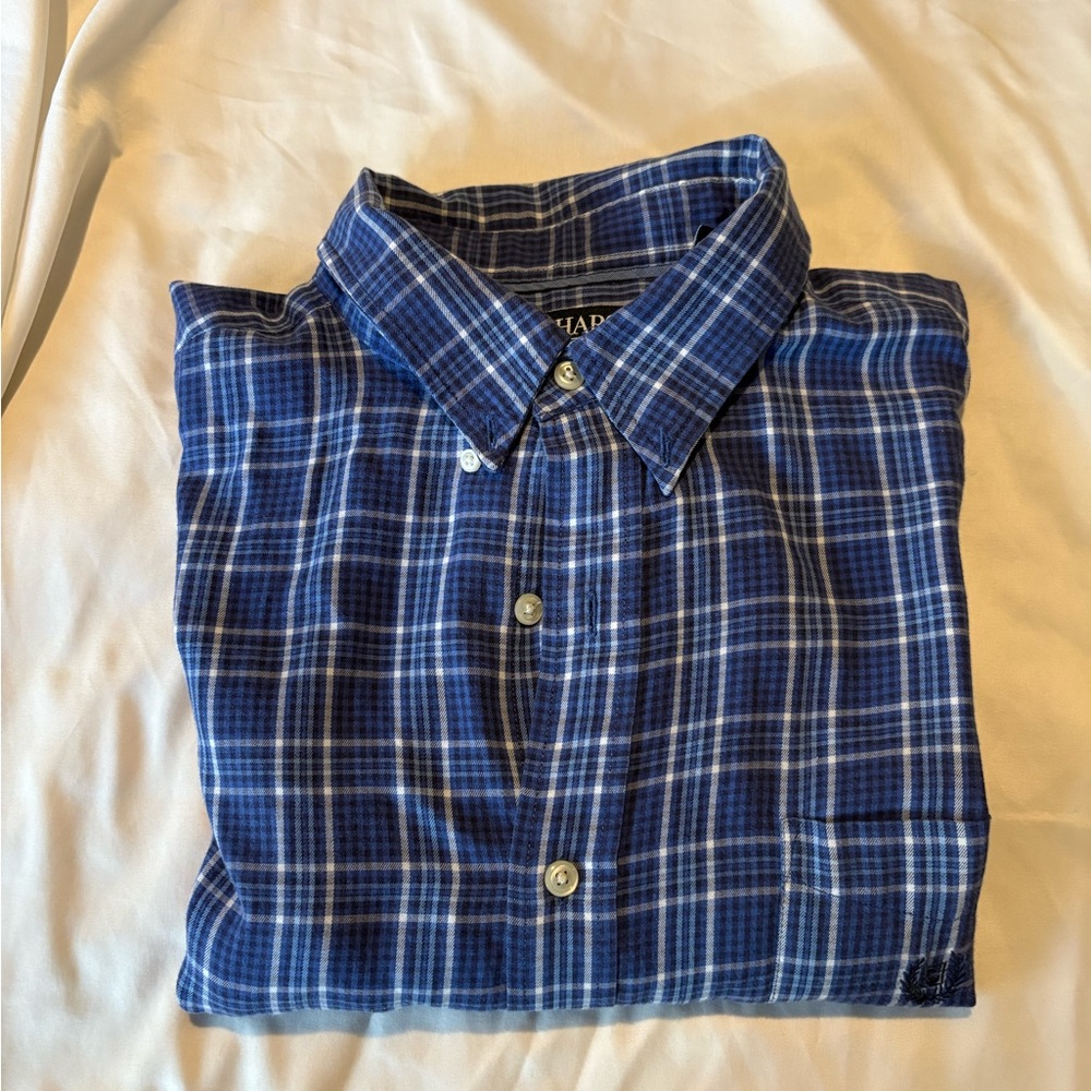 Chaps Navy Plaid Casual Shirt